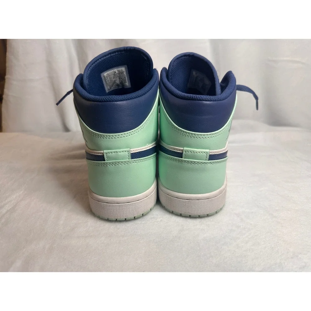 Air Jordan 1 Mid Blue Mint Navy White Sneakers 554724-413 Mens 10.5